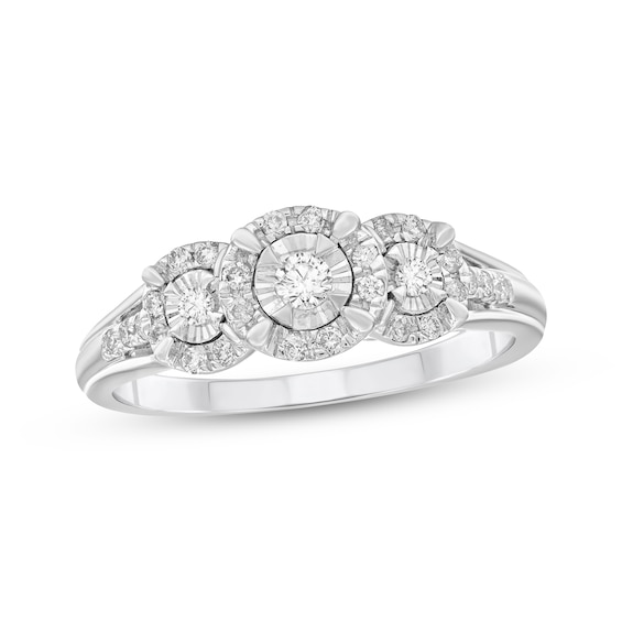 Adore Round-Cut Diamond Three-Stone Engagement Ring 1/5 ct tw 10K White Gold