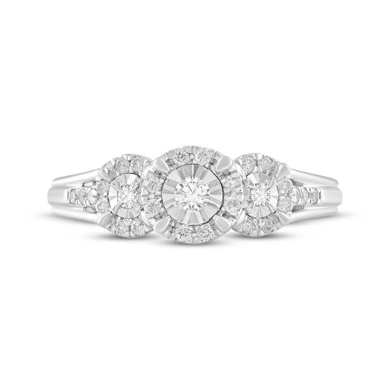 Main Image 3 of Adore Round-Cut Diamond Three-Stone Engagement Ring 1/5 ct tw 10K White Gold