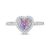 Thumbnail Image 3 of Heart-Shaped Lavender Lab-Created Opal & White Lab-Created Sapphire Ring Sterling Silver