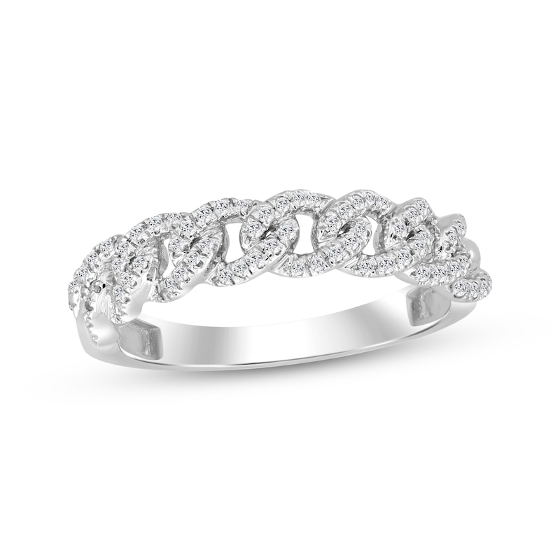 Main Image 1 of Diamond Chain Link Fashion Ring 1/4 ct tw 10K White Gold
