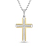 Thumbnail Image 1 of Men's Diamond Cross Necklace 1/6 ct tw Stainless Steel & Yellow Ion Plating 24"