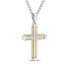 Thumbnail Image 2 of Men's Diamond Cross Necklace 1/6 ct tw Stainless Steel & Yellow Ion Plating 24"