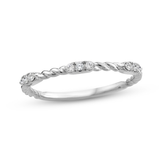 Adore Diamond Station Twist Anniversary Ring 1/10 ct tw 14K White Gold