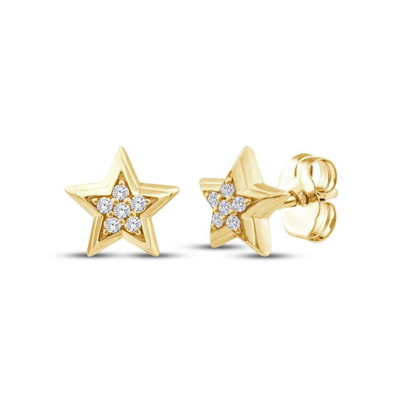 Diamond Star Stud Earrings 1/15 ct tw 10K Yellow Gold