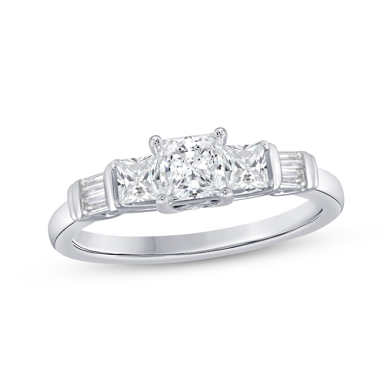 Main Image 1 of Adore Princess-Cut Diamond Three-Stone Engagement Ring 1 ct tw 14K White Gold