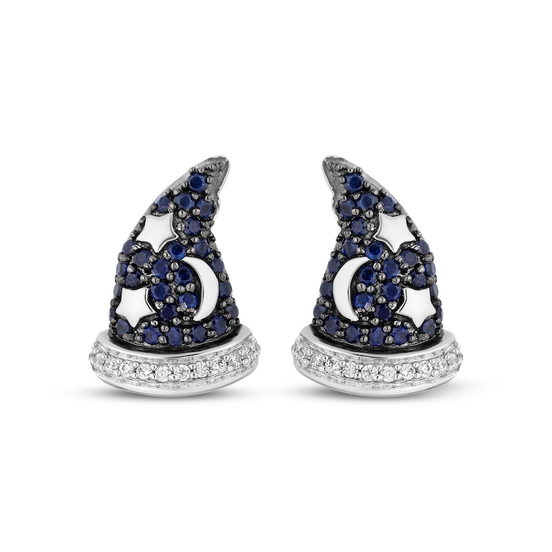 Main Image 2 of Disney Treasures Mickey Mouse Blue Sapphire & Diamond Sorcerer Hat Earrings 1/20 ct tw Sterling Silver