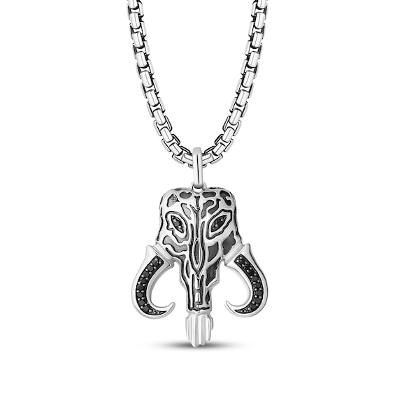 Star Wars Men's Black Diamond Mythosaur Necklace 1/8 ct tw Sterling Silver 22"