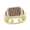 Thumbnail Image 1 of Men's Brown & White Multi-Diamond Ring 1 ct tw 10K Yellow Gold