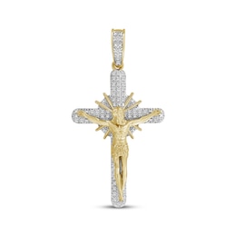 Men's Diamond Crucifix Charm 1/5 ct tw 10K Yellow Gold