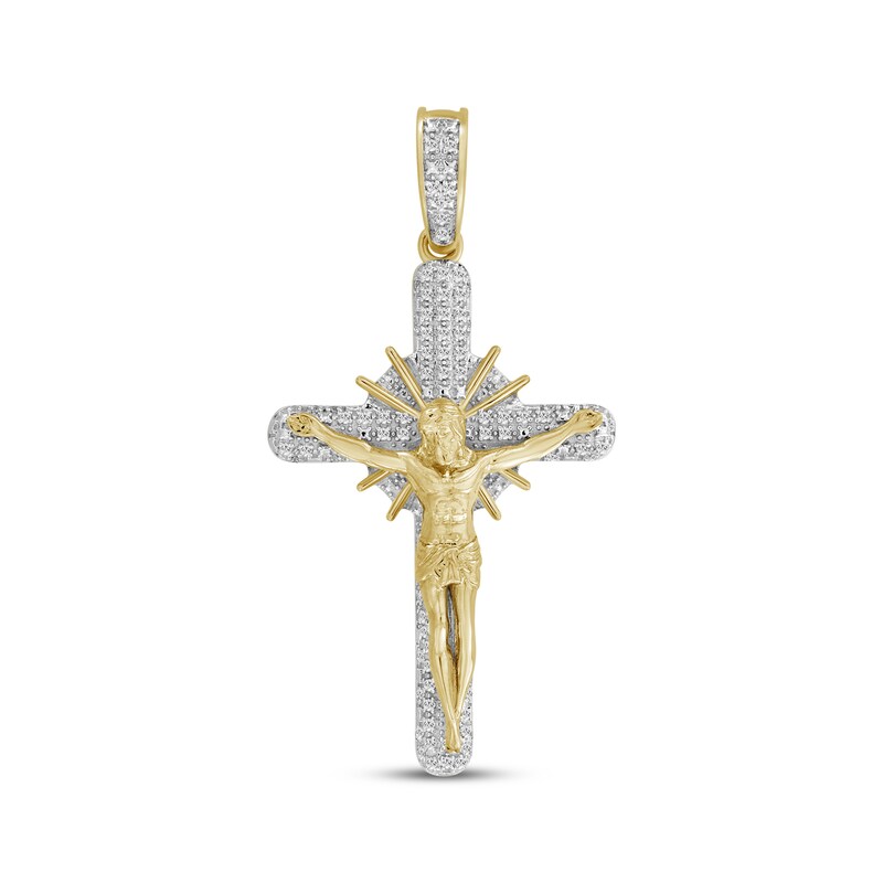 Main Image 1 of Men's Diamond Crucifix Charm 1/5 ct tw 10K Yellow Gold