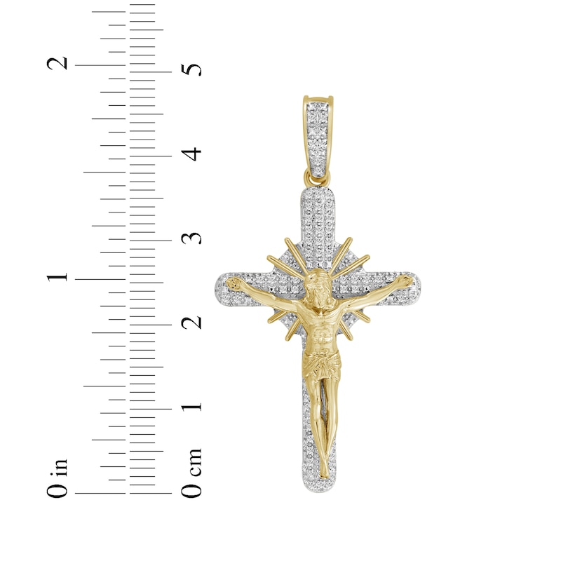 Main Image 3 of Men's Diamond Crucifix Charm 1/5 ct tw 10K Yellow Gold