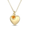 Thumbnail Image 1 of Citrine & Puff Heart Charm Toggle Necklace 24K Yellow Gold Vermeil Sterling Silver 18"