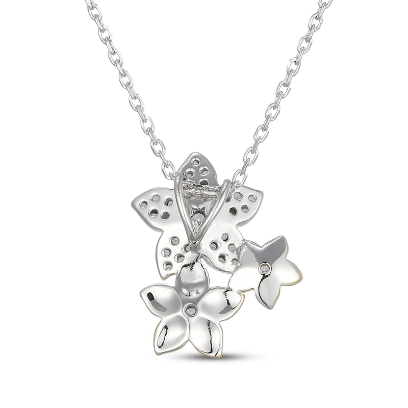 Main Image 3 of White Lab-Created Sapphire Flower Necklace 24K Yellow Gold Vermeil Sterling Silver 18"