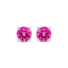 Thumbnail Image 2 of Pink Lab-Created Sapphire Solitaire Stud Earrings Sterling Silver
