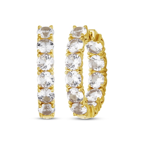 White Lab-Created Sapphire Inside-Out Hoop Earrings 18 Yellow Gold-Plated Sterling Silver