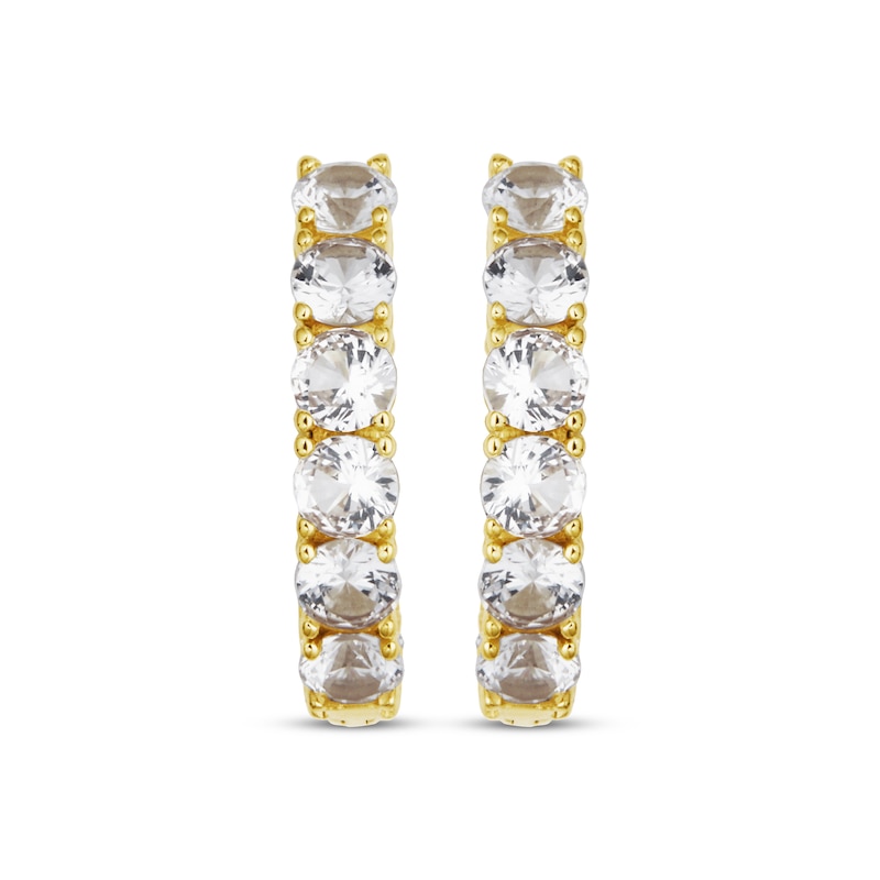 Main Image 2 of White Lab-Created Sapphire Inside-Out Hoop Earrings 18 Yellow Gold-Plated Sterling Silver
