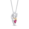 Thumbnail Image 2 of Heart-Shaped Lab-Created Ruby Cat Necklace Sterling Silver & 14K Yellow Gold 18"