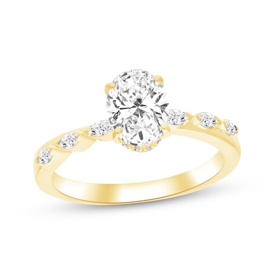 Adore Lab-Grown Diamonds Certified Oval-Cut Hidden Halo Engagement Ring 1-1/4 ct tw 14K Yellow Gold