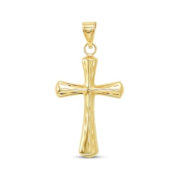 Diamond-Cut Flared Cross Charm 10K Yellow Gold