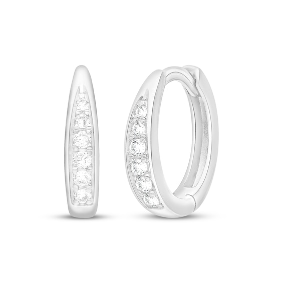 Diamond Huggie Hoop Earrings 1/6 ct tw Sterling Silver
