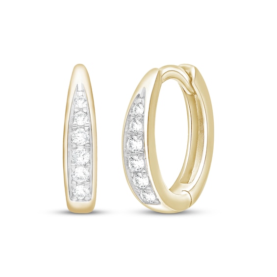 Diamond Huggie Hoop Earrings 1/6 ct tw 10K Yellow Gold