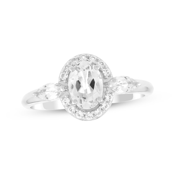 Oval-Cut White Lab-Created Sapphire Halo Ring Sterling Silver