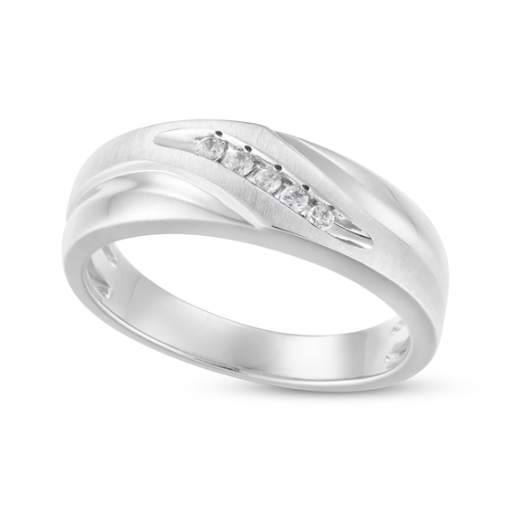 Adore Men's Diamond Sculpted Wedding Band 1/15 ct tw 10K White Gold