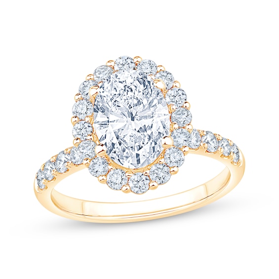Adore Lab-Grown Diamonds Certified Oval-Cut Halo Engagement Ring 2-7/8 ct tw 14K Yellow Gold