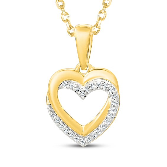 Diamond Open Double Heart Necklace 1/20 ct tw 10K Yellow Gold 18"