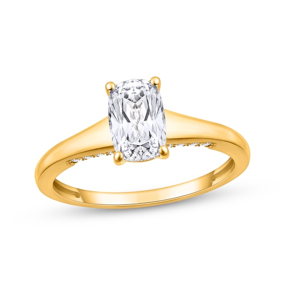 Adore Lab-Grown Diamonds Cushion-Cut Solitaire Plus Engagement Ring 3-1/8 ct tw 14K Yellow Gold (F/VS2)