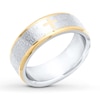 Thumbnail Image 1 of Men's Cross Wedding Band Stainless Steel/Yellow Ion-Plating 8mm