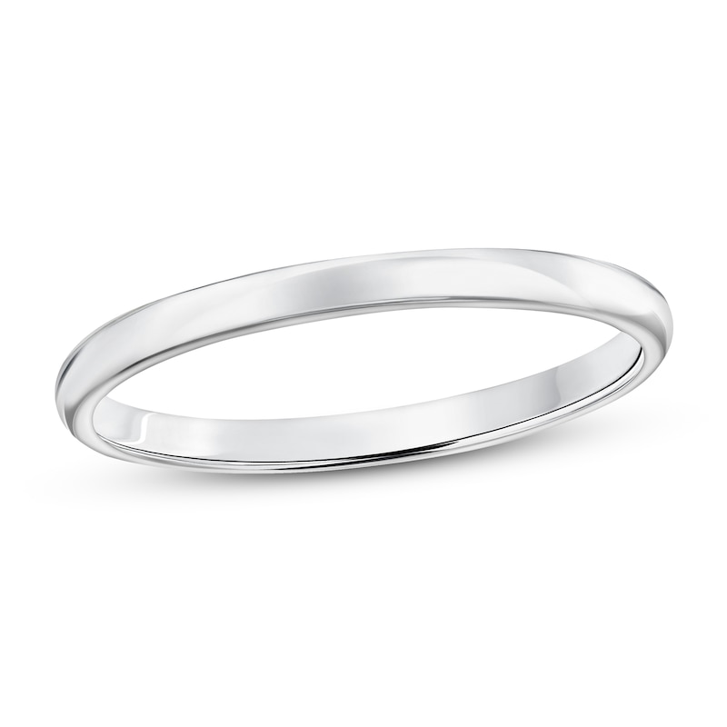 10K White Gold mens and womens plain wedding bands 2mm non comfort-fit light 