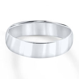 Wedding Band 10K White Gold 6mm