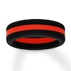 Red/Black Striped Silicone Men's Wedding Band
