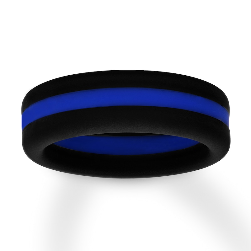 Blue/Black Silicone Men's Wedding Band