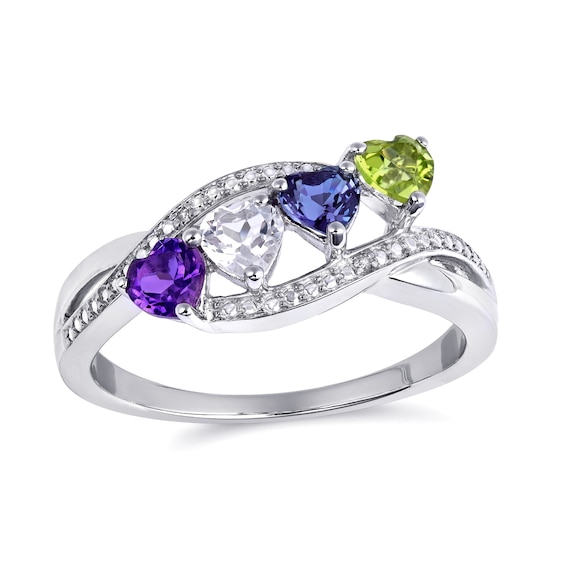 Heart Birthstone Family & Mother's Ring (1-4 Stones)