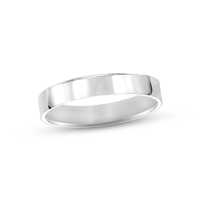 Main Image 1 of Pipe-Cut Wedding Band 14K White Gold 4mm