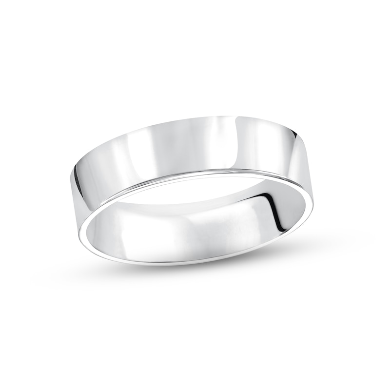 Main Image 1 of Men's Pipe-Cut Wedding Band 14K White Gold 6mm