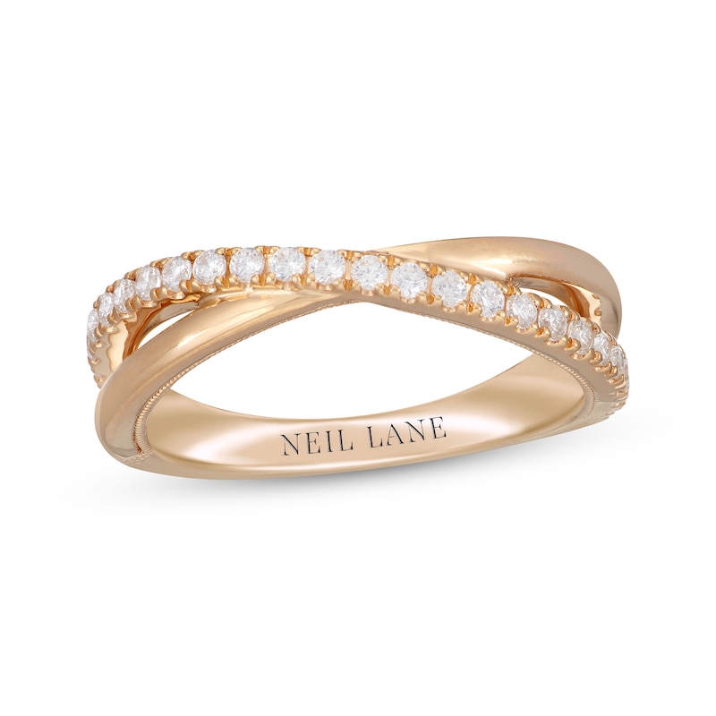 Main Image 1 of Neil Lane Round-Cut Diamond Crossover Anniversary Band 1/3 ct tw 14K Yellow Gold