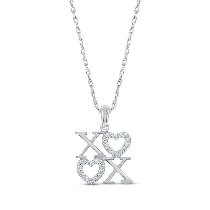 Main Image 1 of Diamond "XO" Necklace 1/8 ct tw Sterling Silver 18"