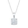 Thumbnail Image 1 of Princess-Cut Quad Diamond Cushion-Shaped Necklace 1 ct tw 10K White Gold 19"