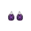Thumbnail Image 2 of Cushion-Cut Amethyst & Trillion-Cut White Lab-Created Sapphire Stud Earrings Sterling Silver