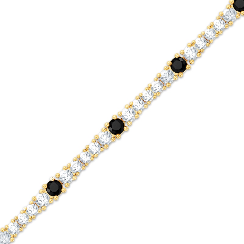 Main Image 2 of Black & White Diamond Station Bracelet 2-1/2 ct tw 10K Yellow Gold 7"