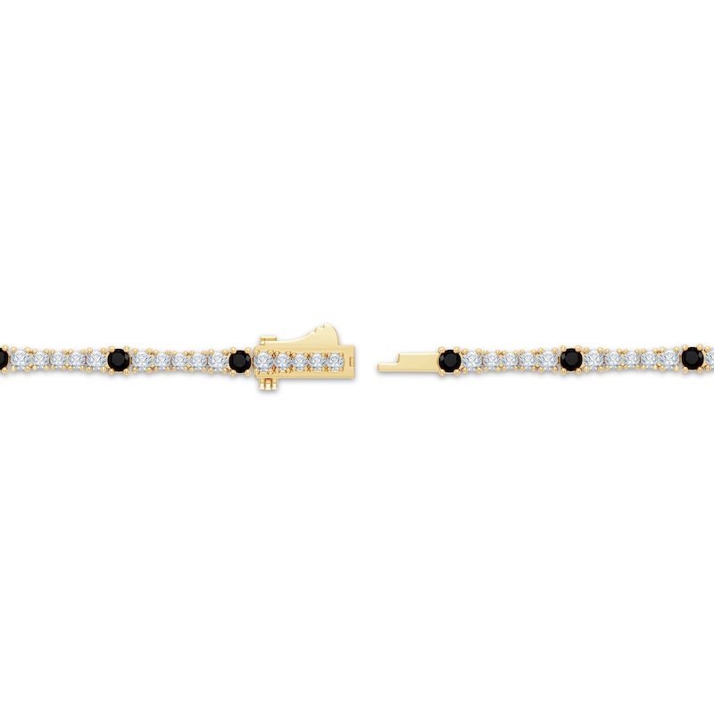 Main Image 3 of Black & White Diamond Station Bracelet 2-1/2 ct tw 10K Yellow Gold 7"
