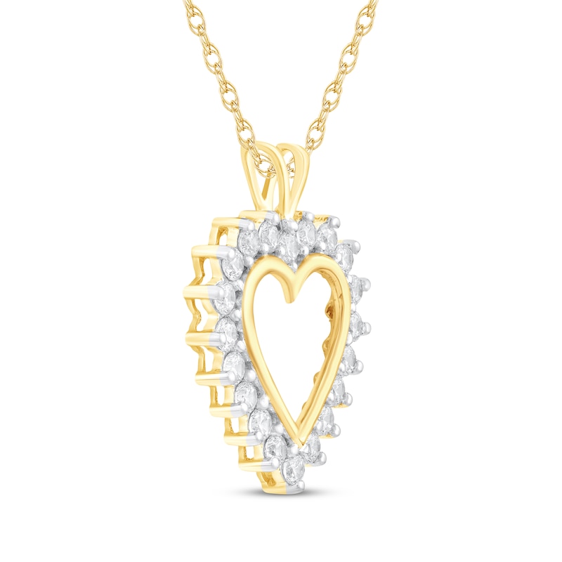 Diamond Heart Outline Necklace 1 ct tw 14K Yellow Gold 18"