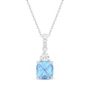 Thumbnail Image 1 of Cushion-Cut Swiss Blue Topaz & White Lab-Created Sapphire Necklace Sterling Silver 18"