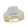 Thumbnail Image 1 of Adore Princess-Cut Multi-Diamond Center Bridal Set 1-1/2 ct tw 10K Yellow Gold