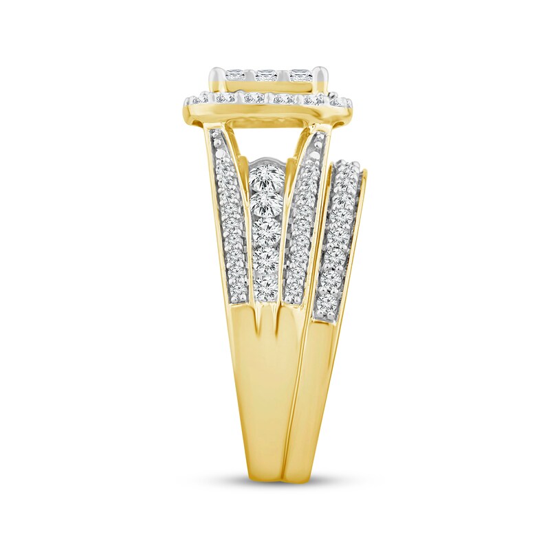 Main Image 2 of Adore Princess-Cut Multi-Diamond Center Bridal Set 1-1/2 ct tw 10K Yellow Gold