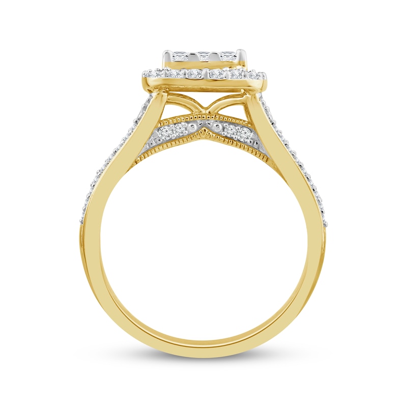 Main Image 3 of Adore Princess-Cut Multi-Diamond Center Bridal Set 1-1/2 ct tw 10K Yellow Gold
