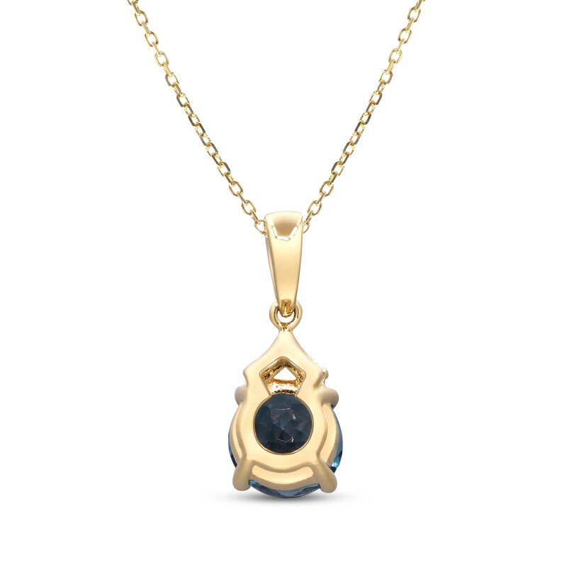 Main Image 3 of London Blue Topaz & Diamond Accent Necklace 10K Yellow Gold 18"